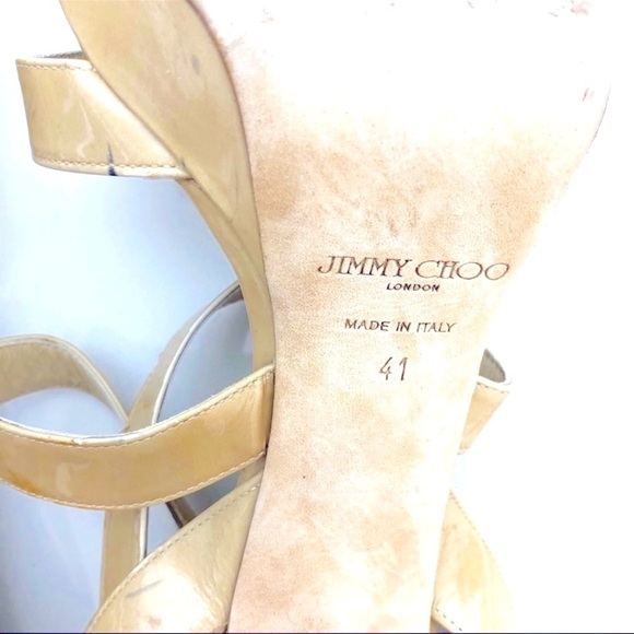 JIMMY Choo 41 platforms patent leather nude strappy tan sandals heels - Picture 2 of 7